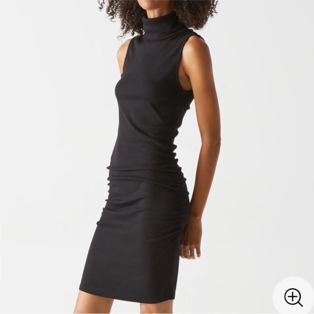 Michael Stars Macy Mock Neck Ribbed Dress XSP Date Night Minimalist LBD - Picture 2 of 14
